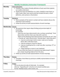 Weekly Vocabulary Instruction Framework